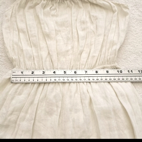 Audrey 3+1 Linen Blend Boho Wide Leg Off Shoulder Ruffle Ivory White Jumpsuit, S - Picture 9 of 15